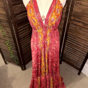 Fashion Nova Vibrant Floral Maxi Dress - Red and Yellow